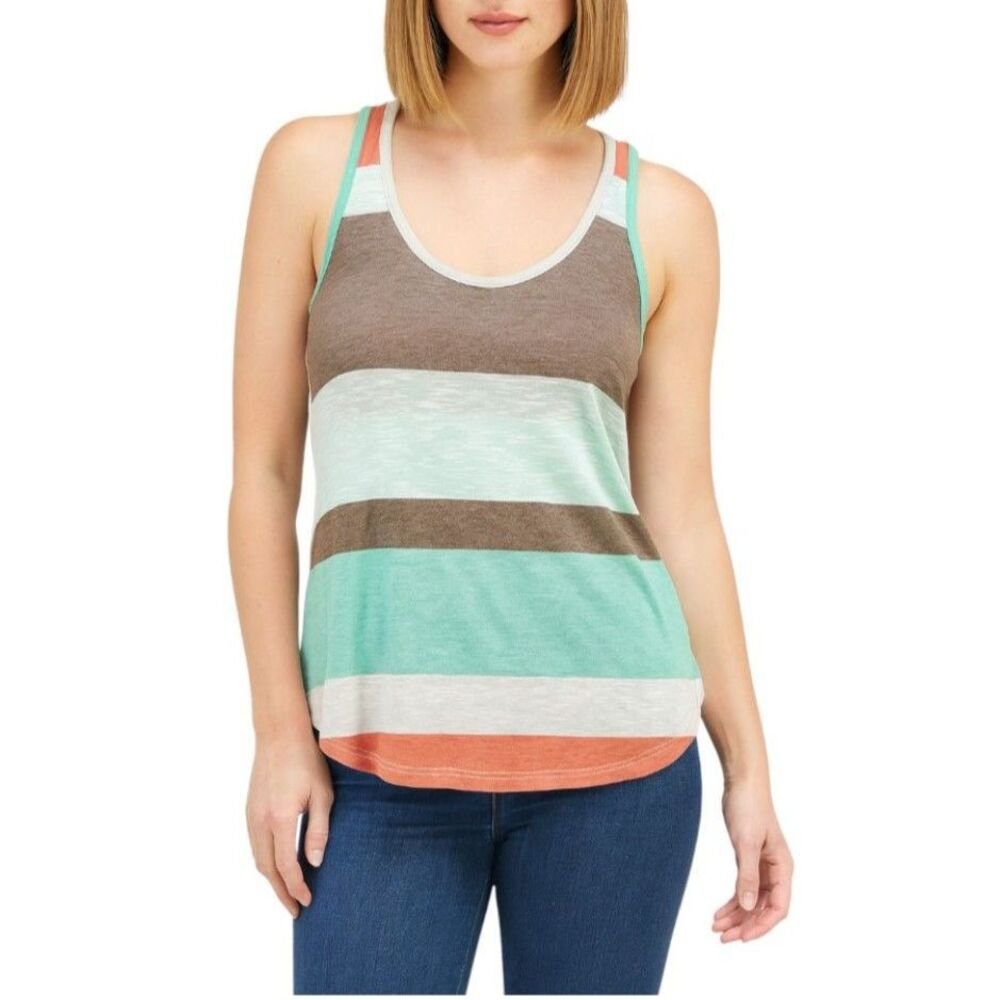 Blu Planet Women’s Striped Sleeveless Tank Top in Multi-Color | Size Medium